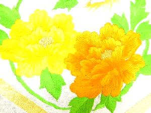 アンティーク　菊牡丹模様刺繍名古屋帯
